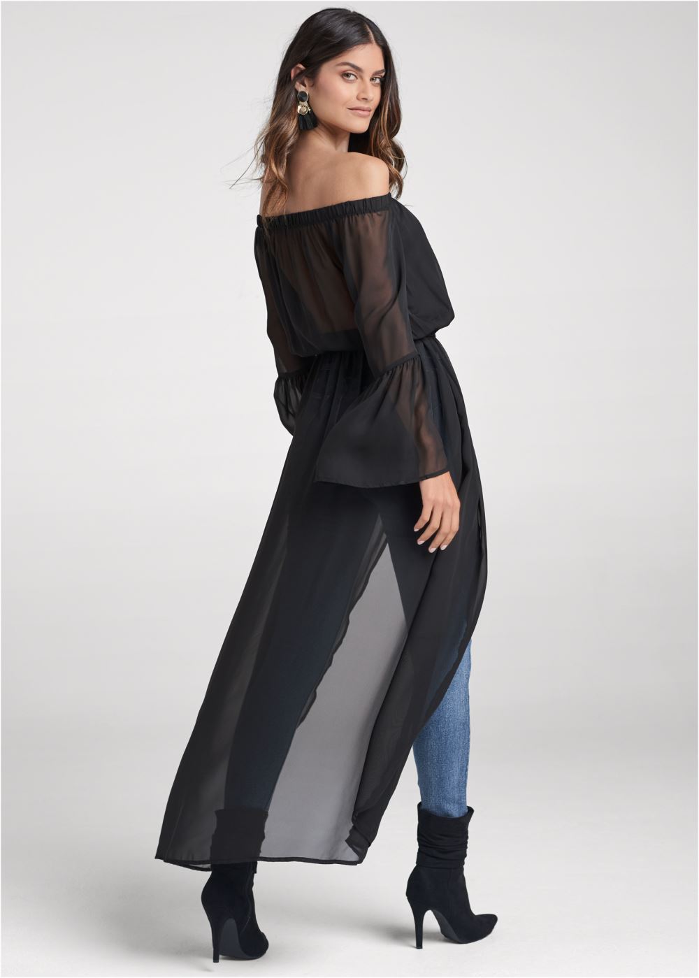 Venus Off-The-Shoulder Maxi Top in Black