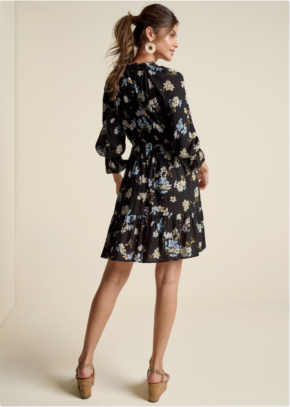 Venus Dark Floral Dress - Black Multi