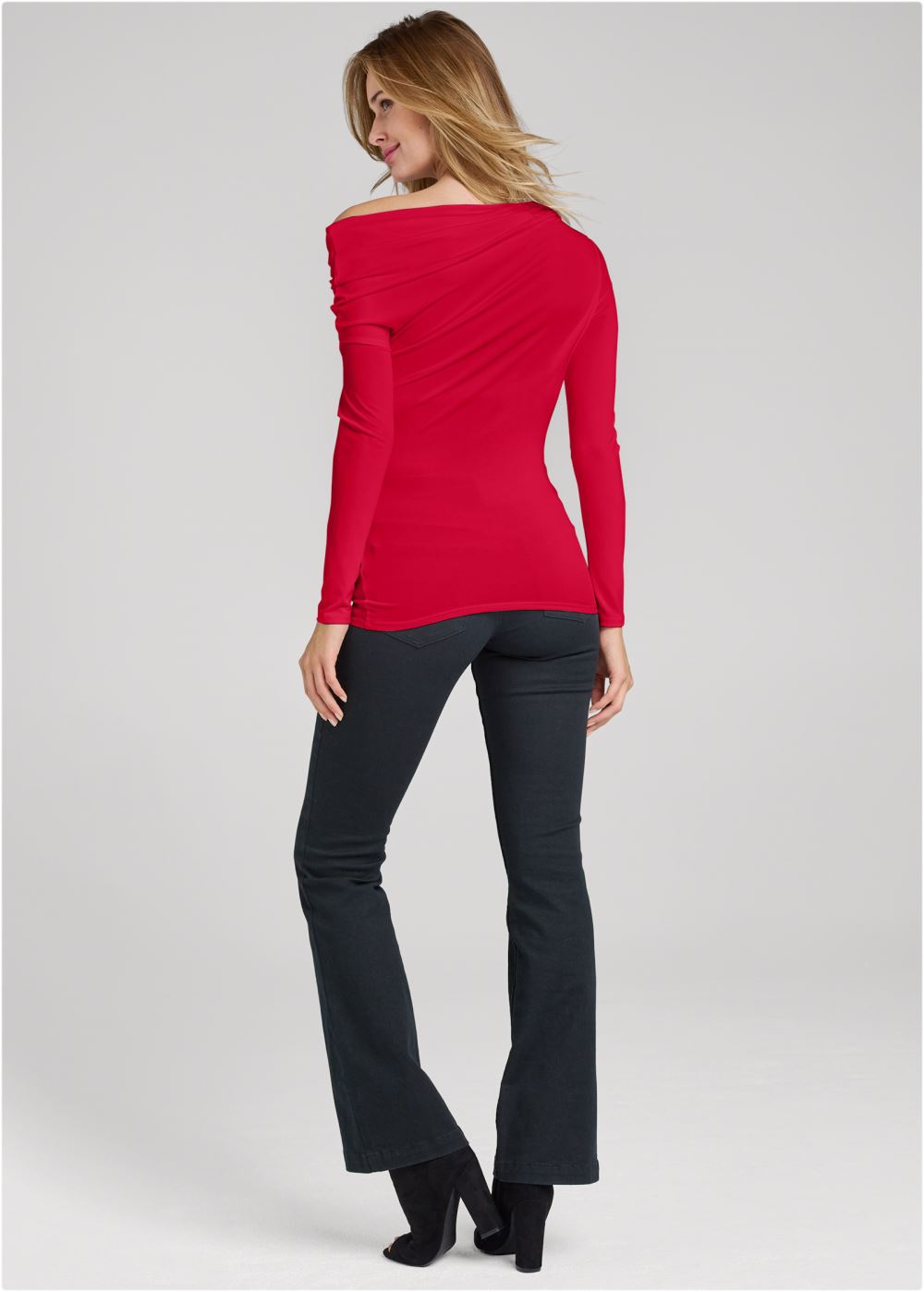 Venus Ruched Off-Shoulder Top in Red