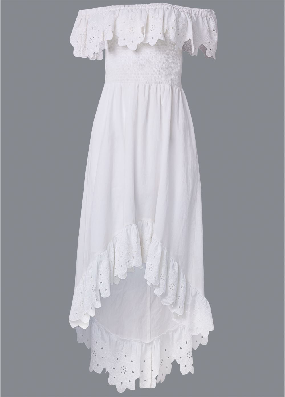 Venus Off-The-Shoulder Smocked Dress - Off White