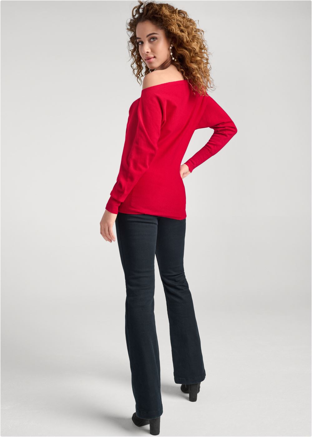 Venus VENUS | Faux Cashmere Slouch Sweater in Red