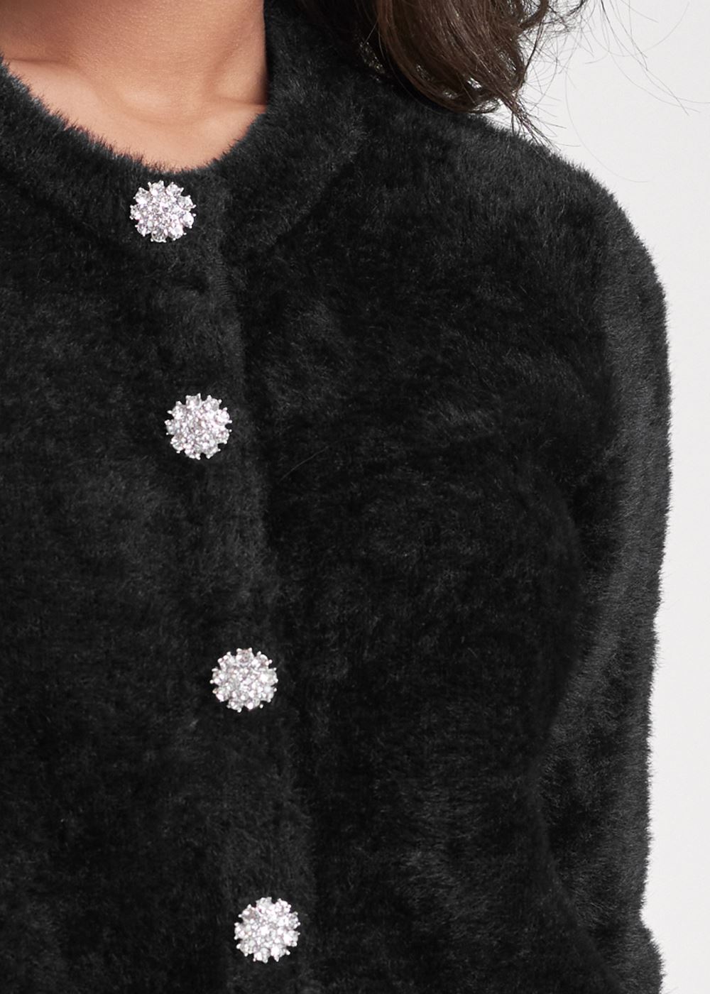 Venus VENUS | Cozy Button-Front Cardigan in Black
