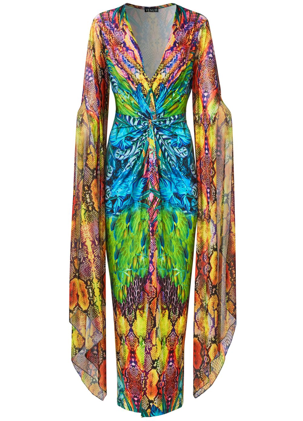 Venus Exaggerated Sleeve Dress - Blue Multi