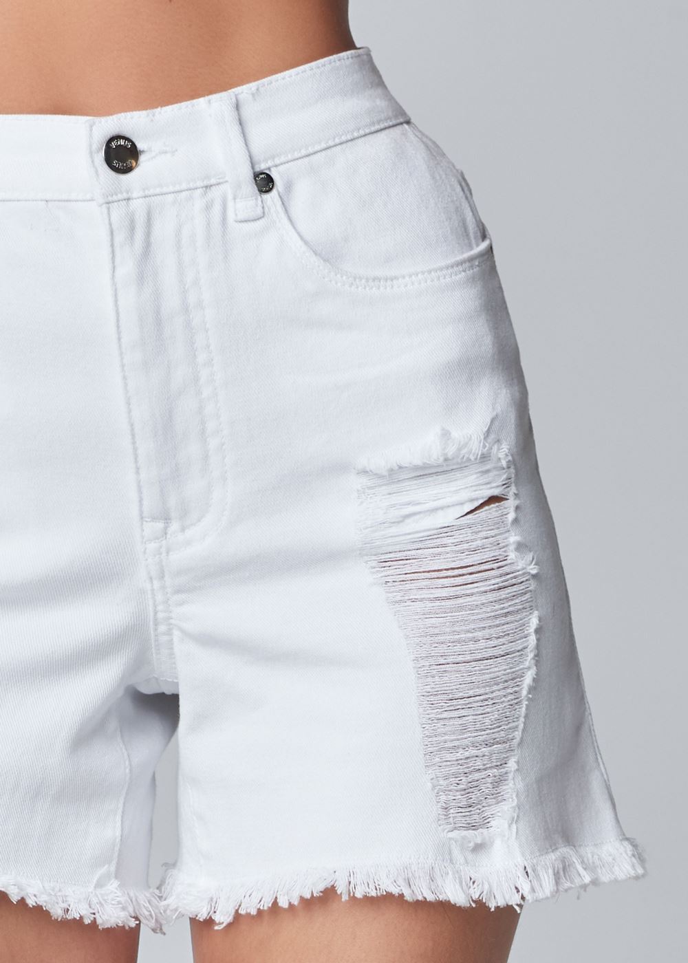 Venus Distressed Jean Shorts - White Denim