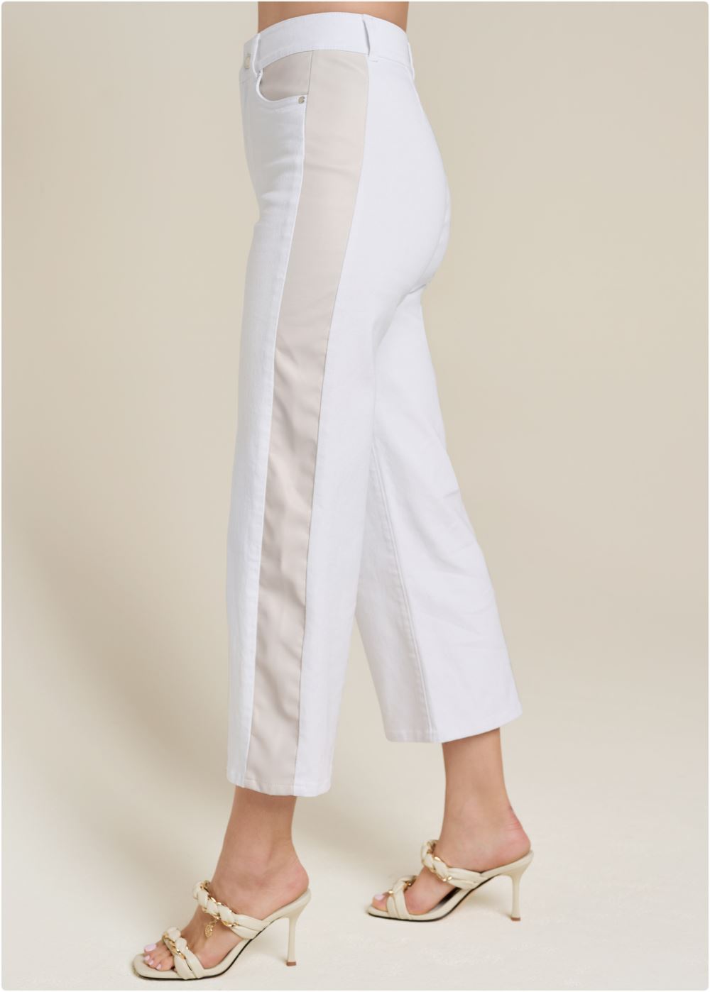 Venus Straight Leg Panel Jeans in White Multi