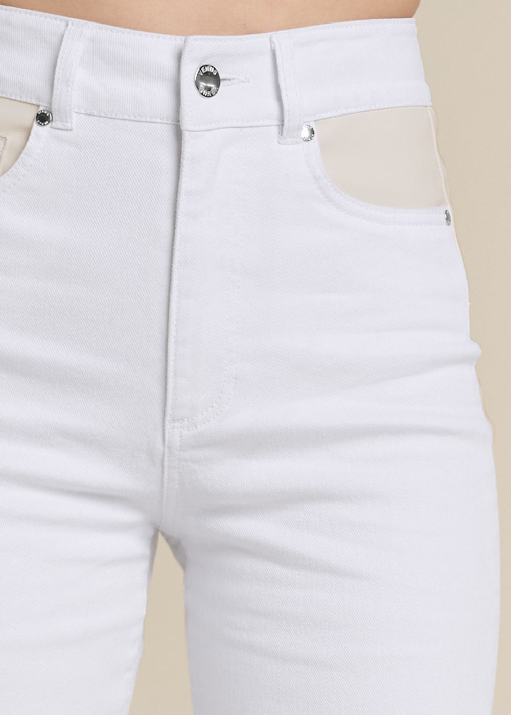 Venus Straight Leg Panel Jeans in White Multi