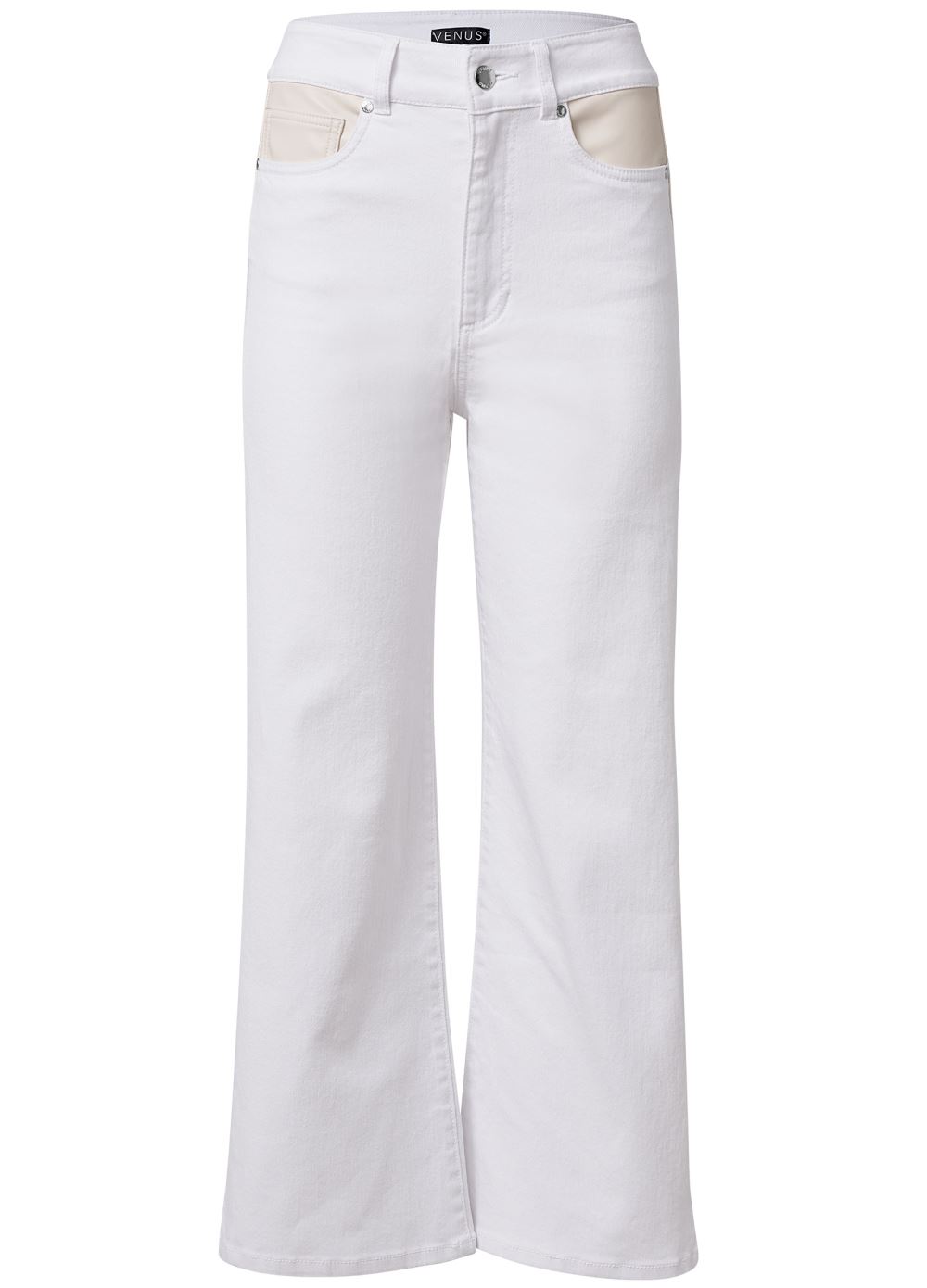 Venus Straight Leg Panel Jeans in White Multi