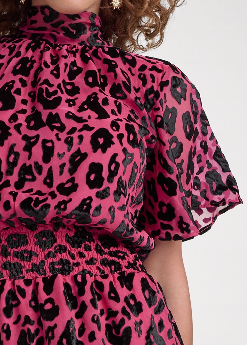 Venus Burnout Velvet Smocked Dress - Hot Pink