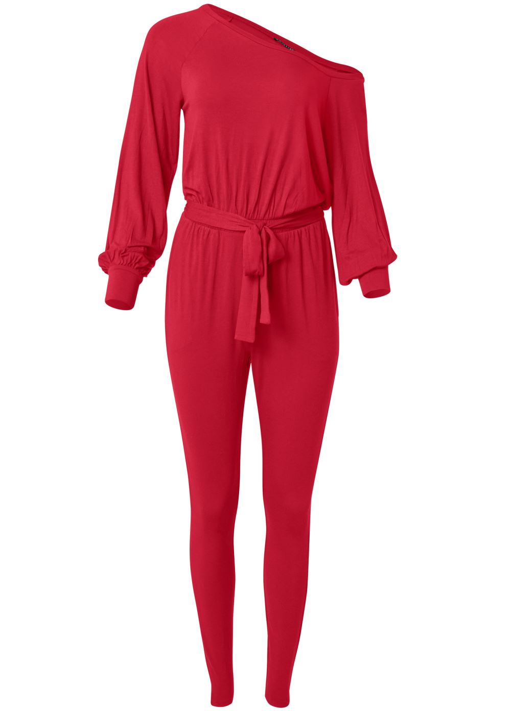 Venus Off-Shoulder Jumpsuit in Red