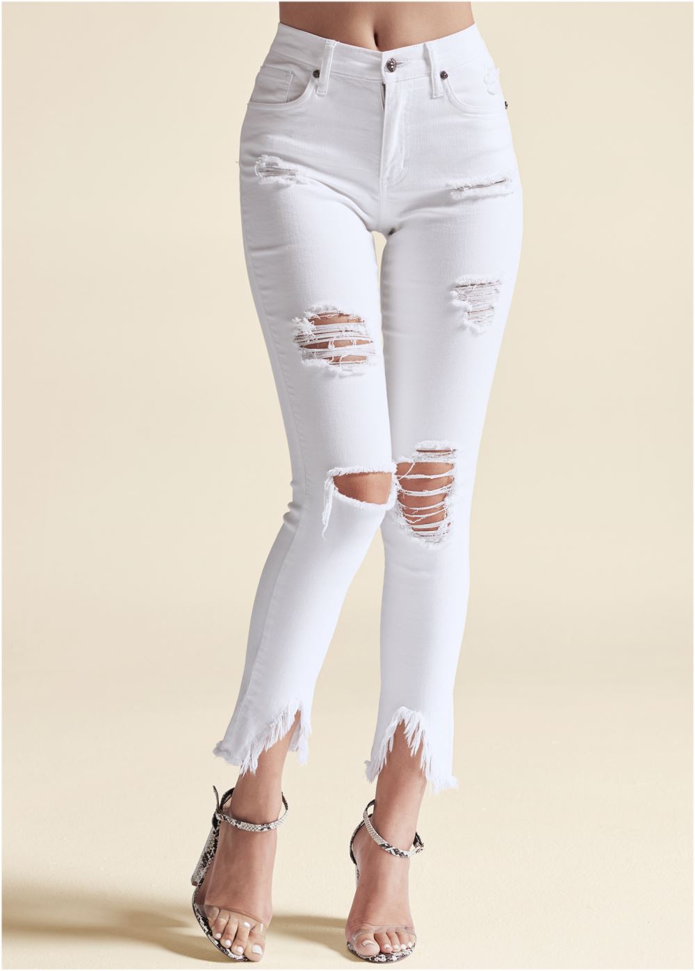Venus Triangle Hem Jeans in White