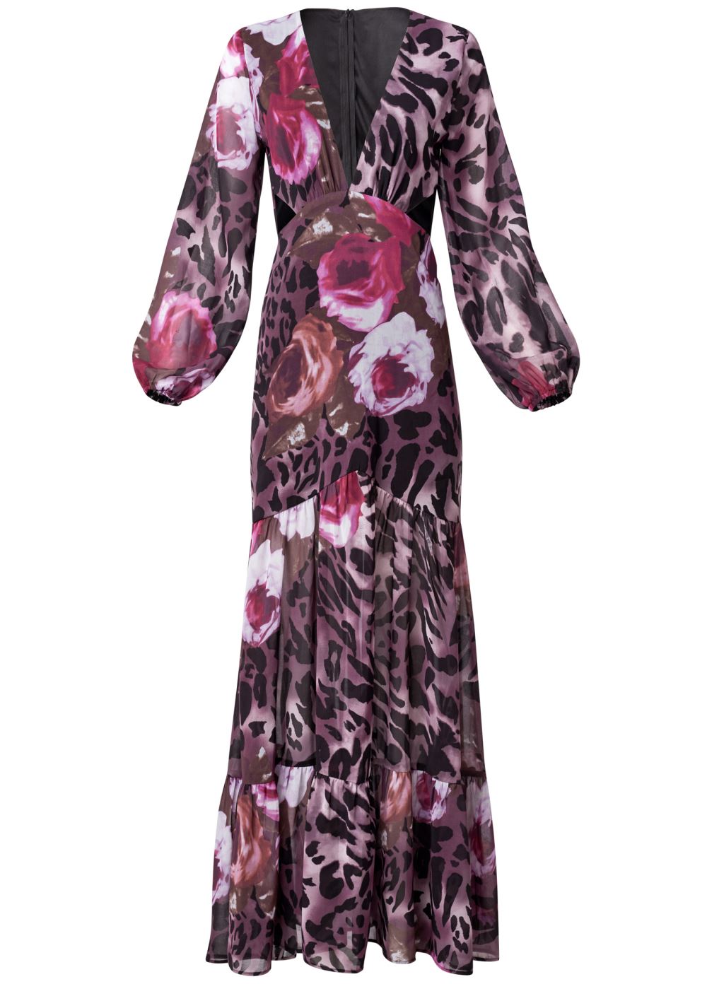 Venus Cutout Detail Printed Gown - Black Multi