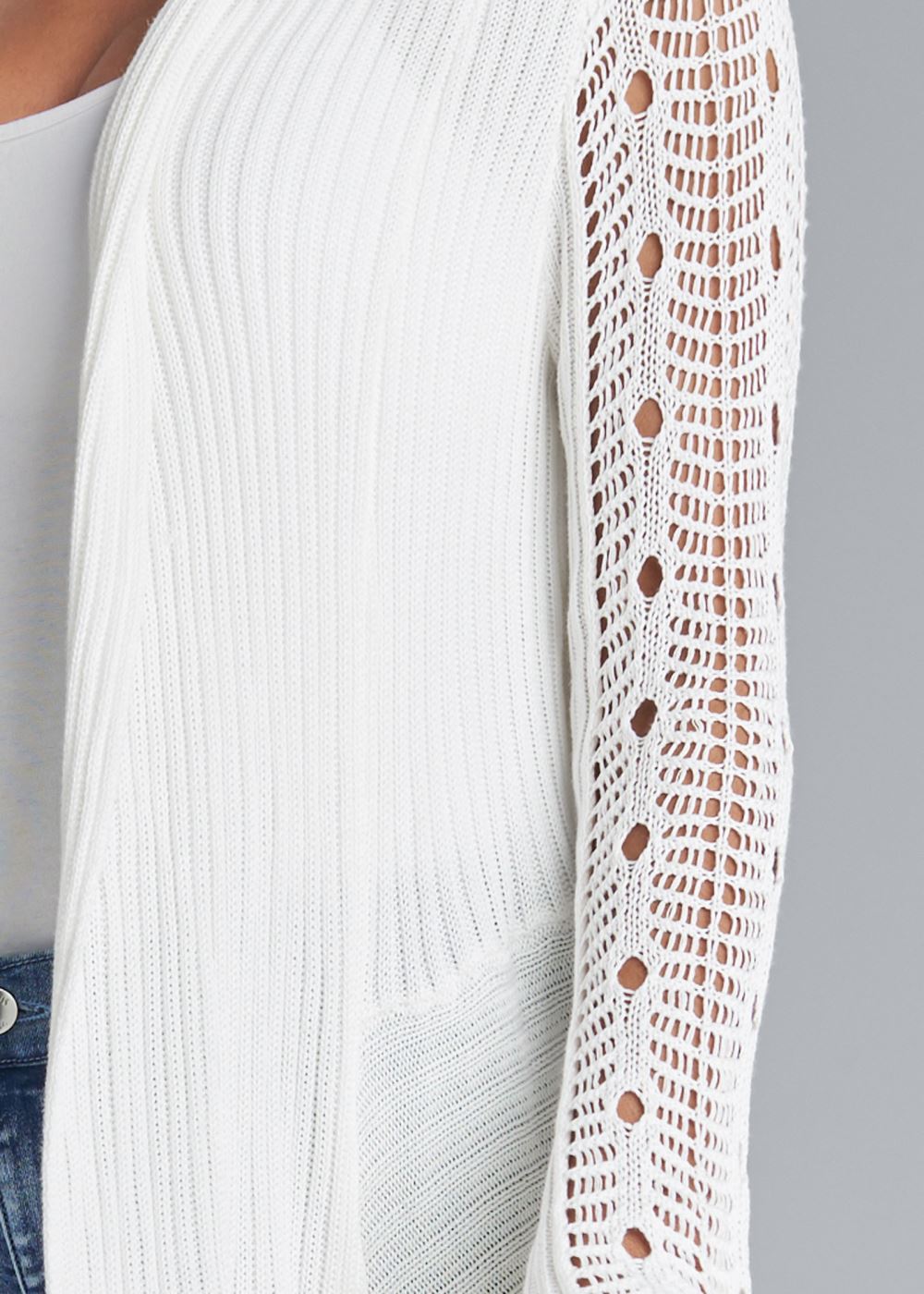 Venus VENUS | Crochet Sleeve Duster in White