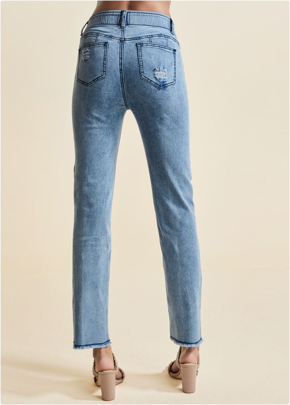 Venus Acid Wash ELASTIC WAIST STRAIGHT JEANS