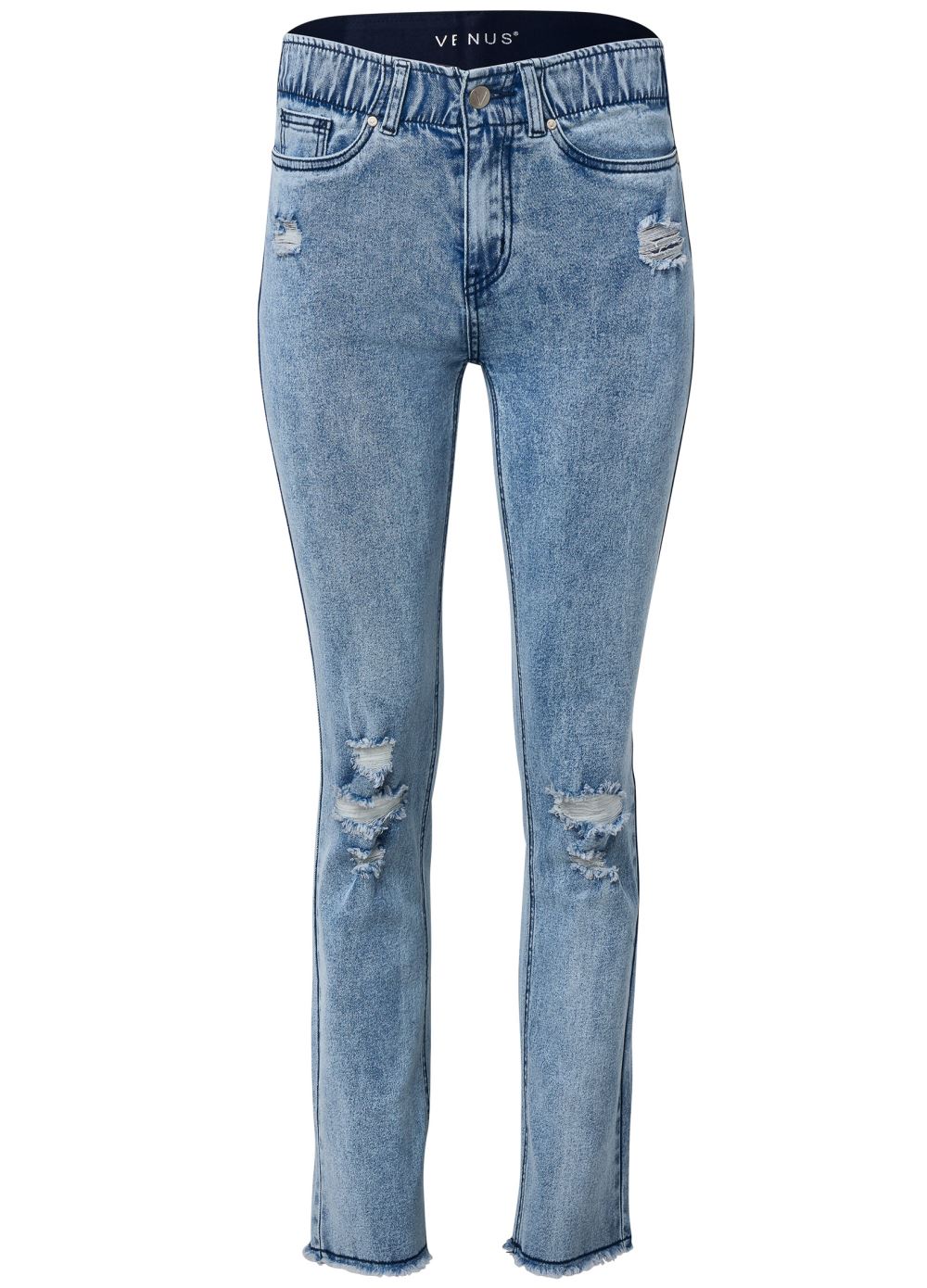 Venus Acid Wash ELASTIC WAIST STRAIGHT JEANS