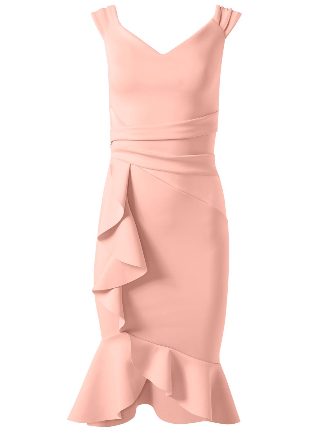 Venus Cap Sleeve Ruffle Detail Dress - Blush