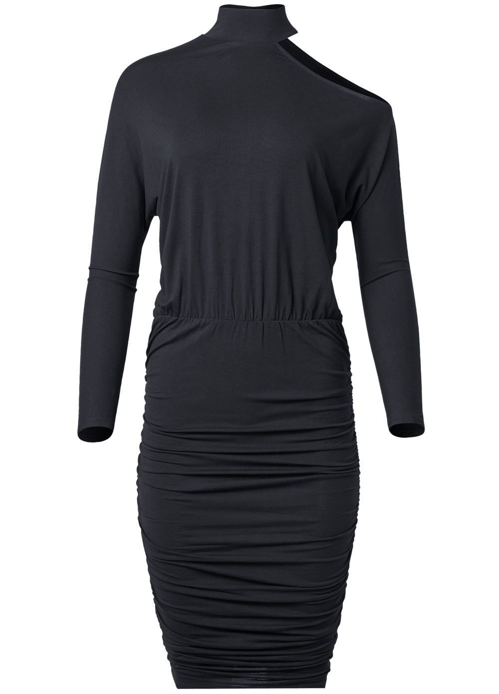 Venus Ruched Midi Dress - Black
