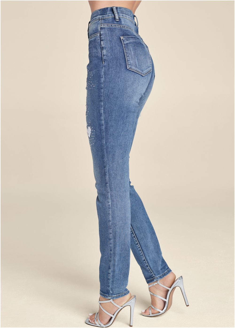 Venus Heart Patch Jeans in Medium Wash