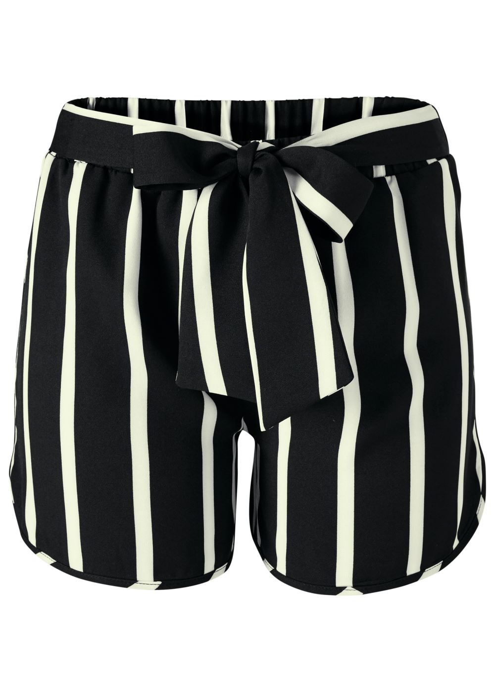 Venus Belted Stripe Shorts - Black & White