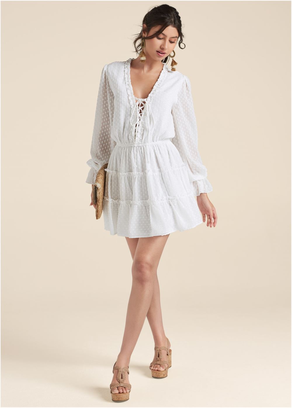 Venus Ruffle Mini Dress - White