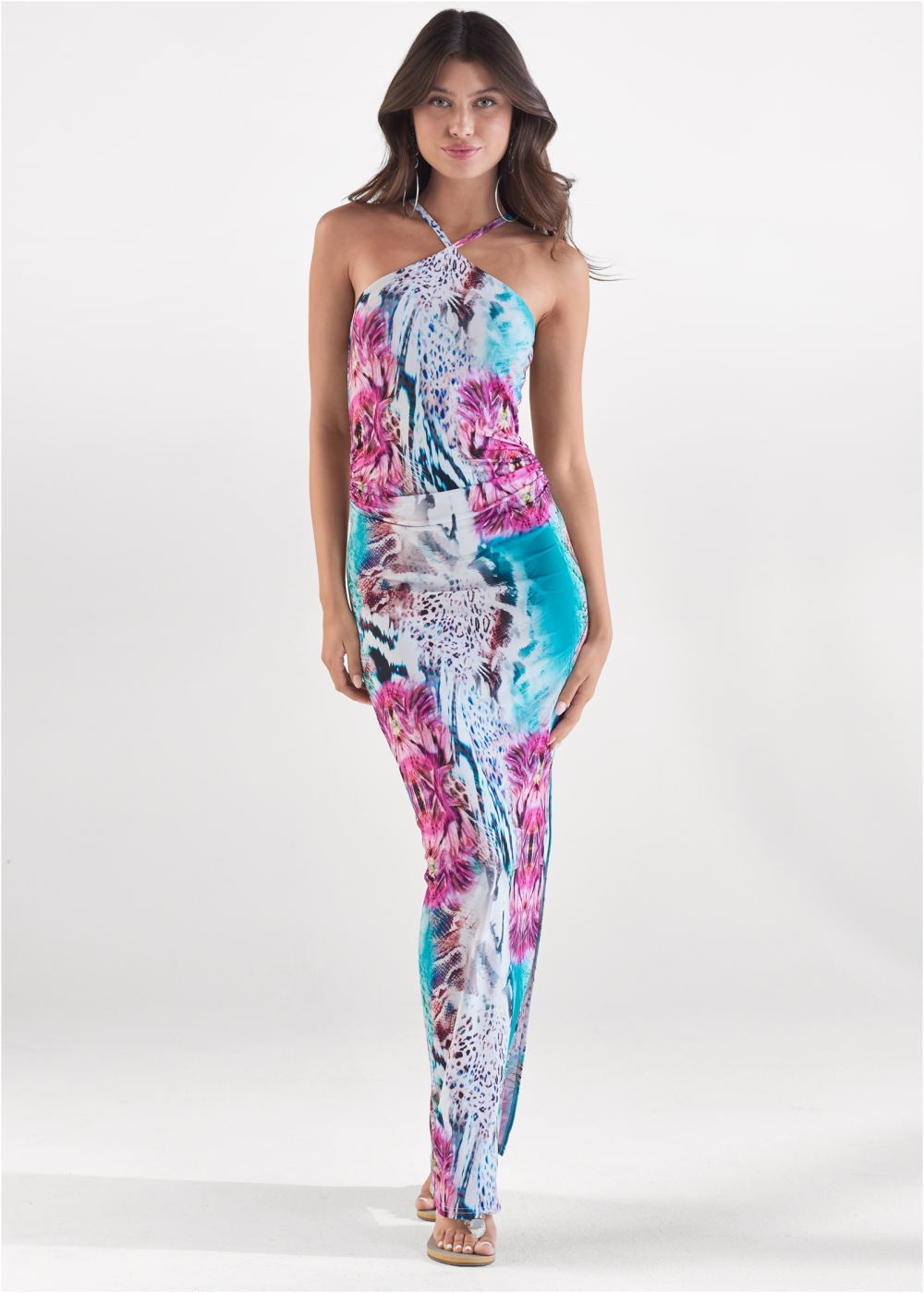 Venus Printed Maxi Dress - Teal Multi