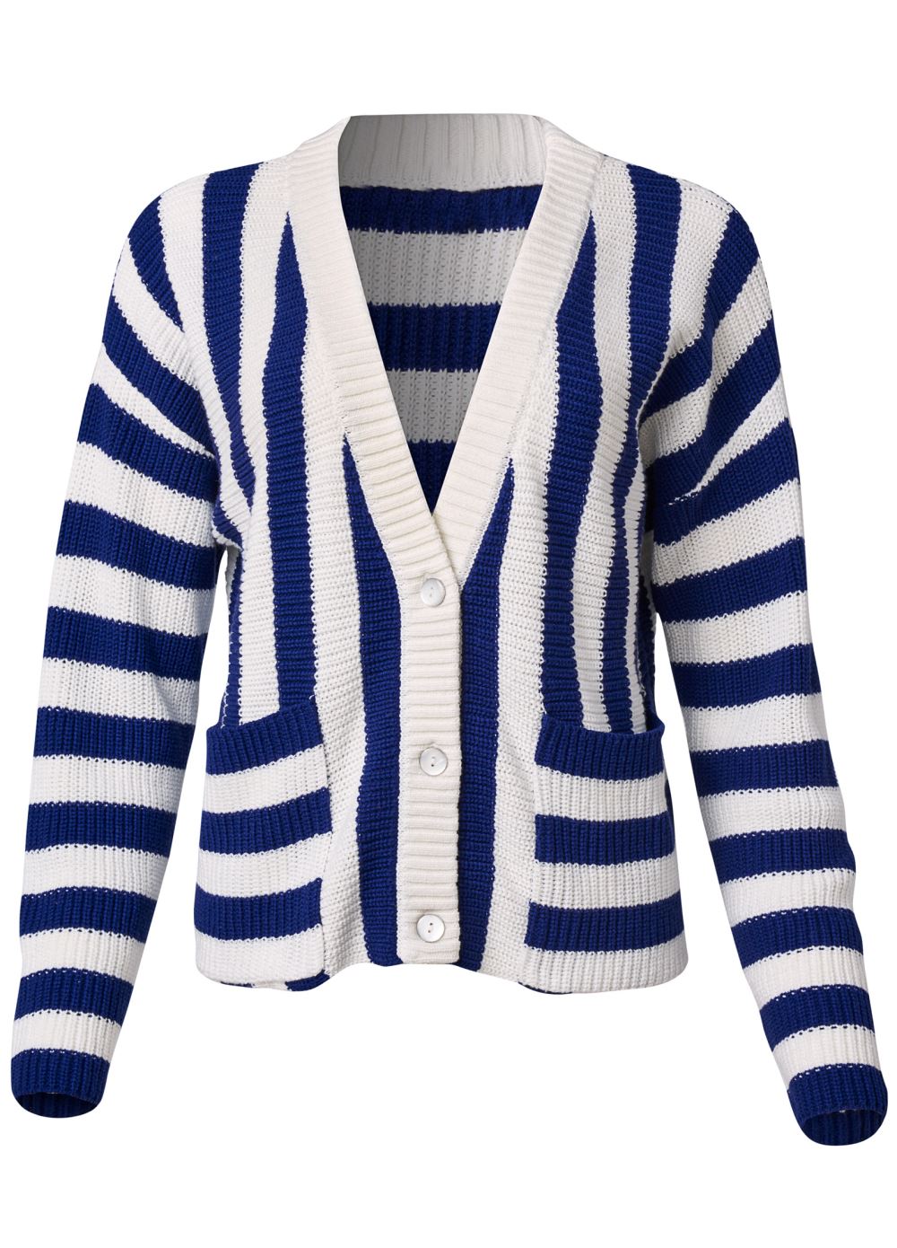 Venus VENUS | Knit Striped Cardigan in Blue Multi