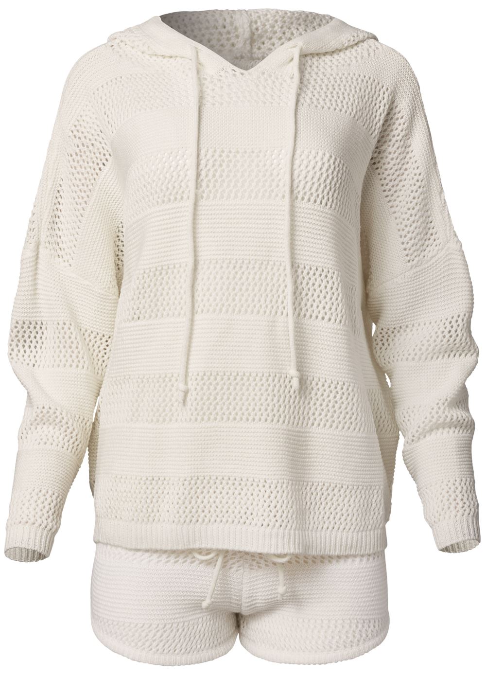 Venus Striped Knit Short Set - Off White