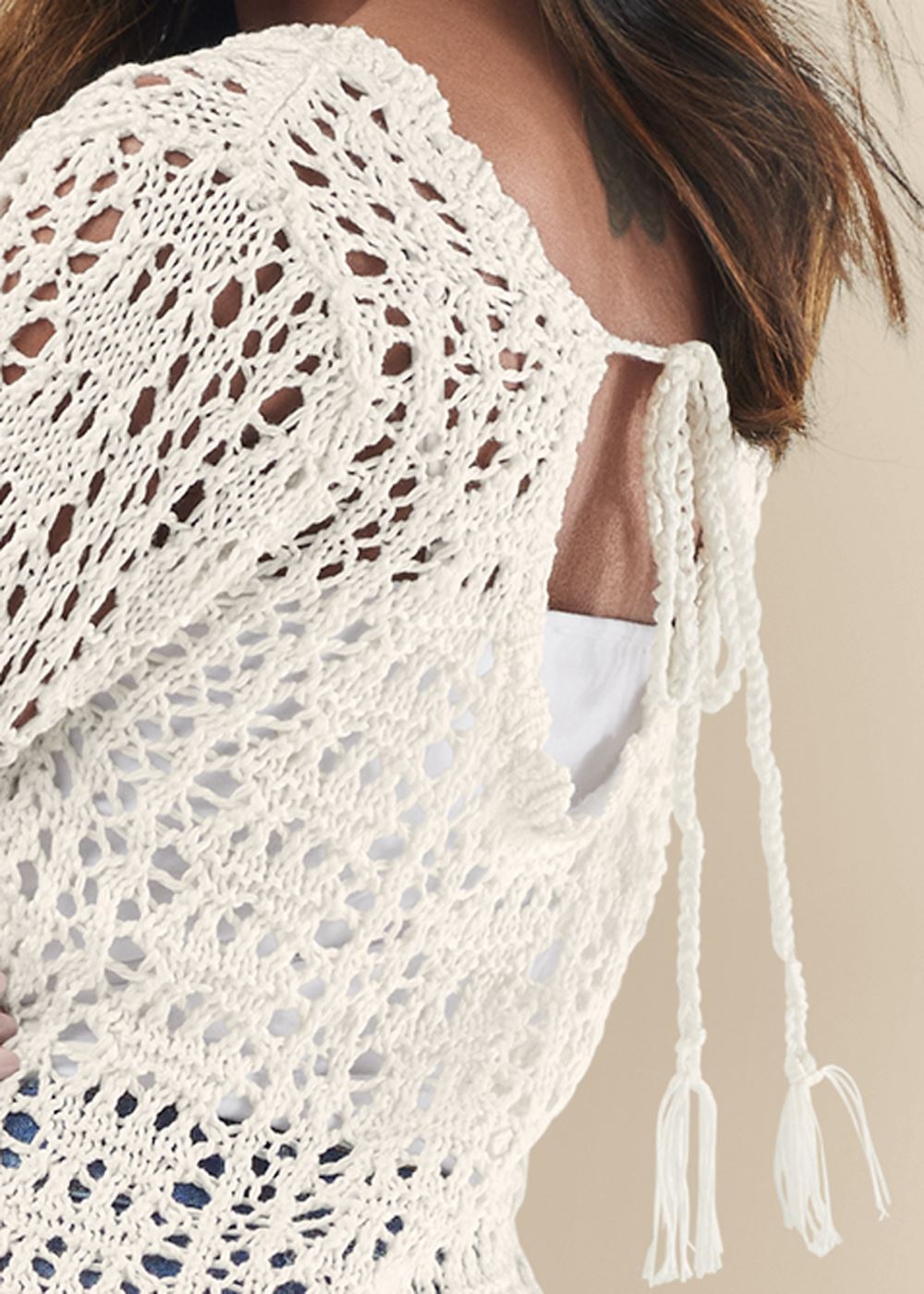 Venus VENUS | Crochet Knit Sweater in Off White