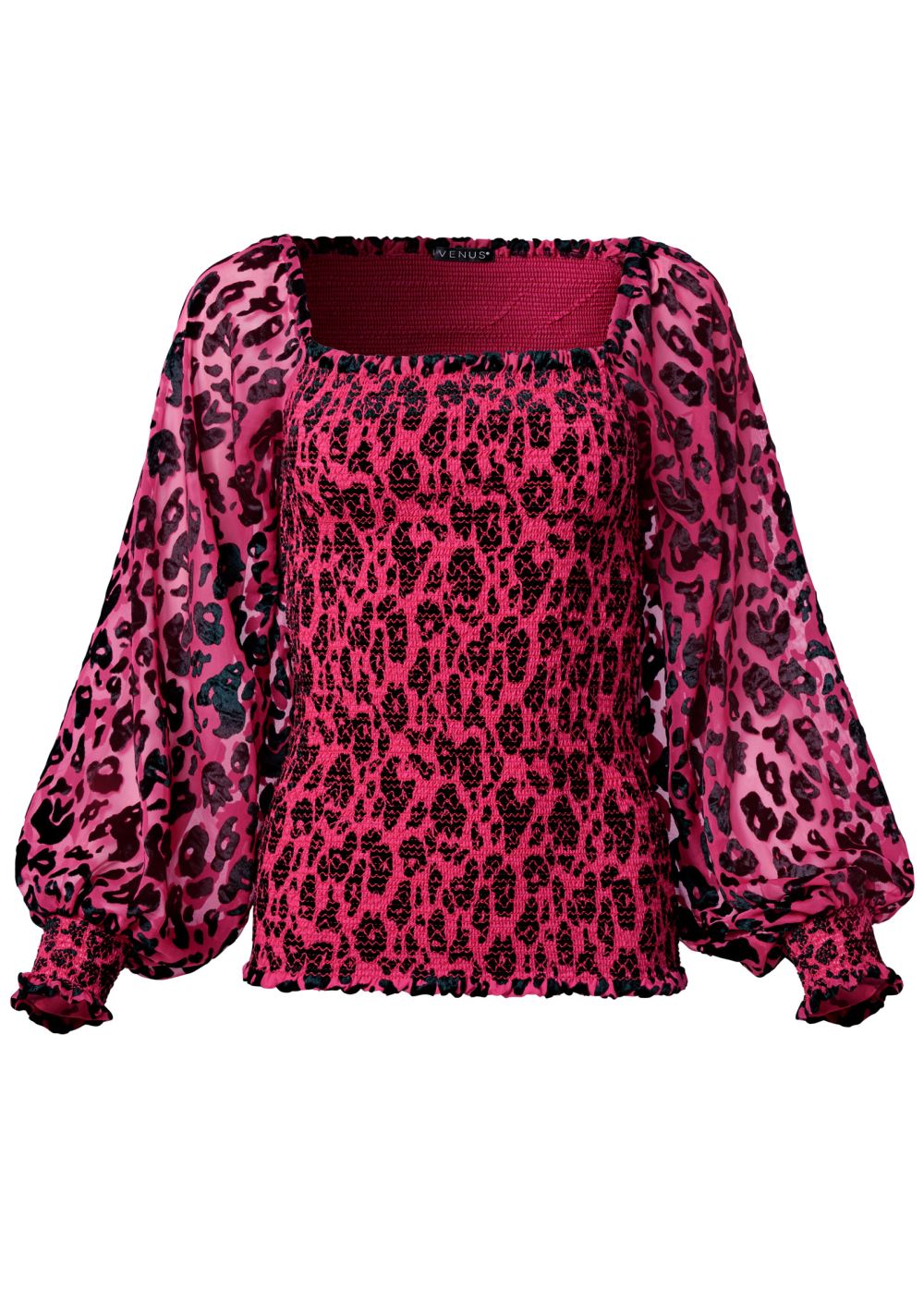 Venus Leopard Burnout Top in Hot Pink