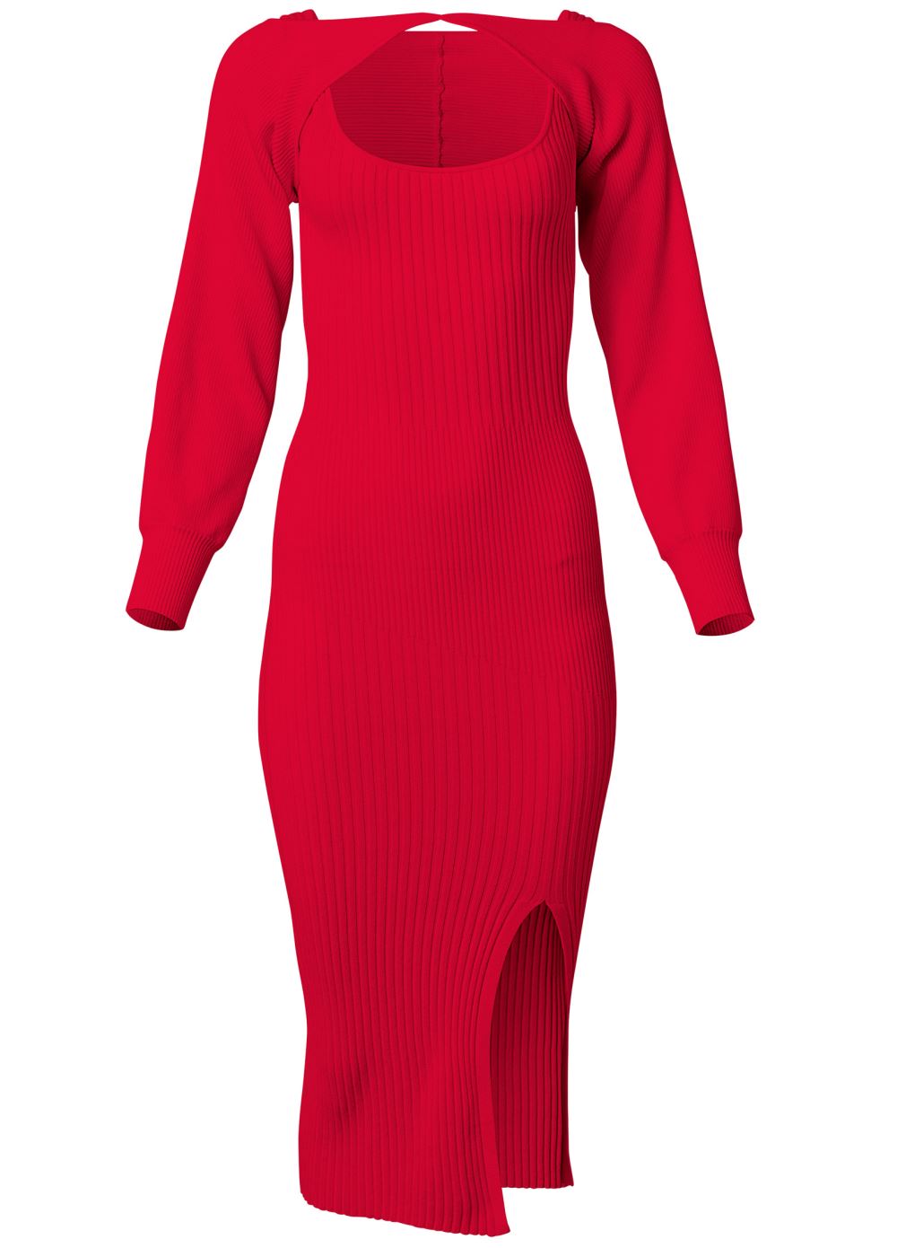 Venus Sweater Dress With Shrug - Red