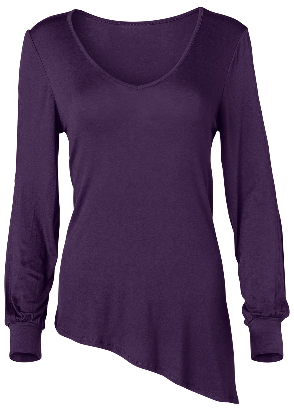 Venus V-Neck Cold-Shoulder Top in Dark Purple