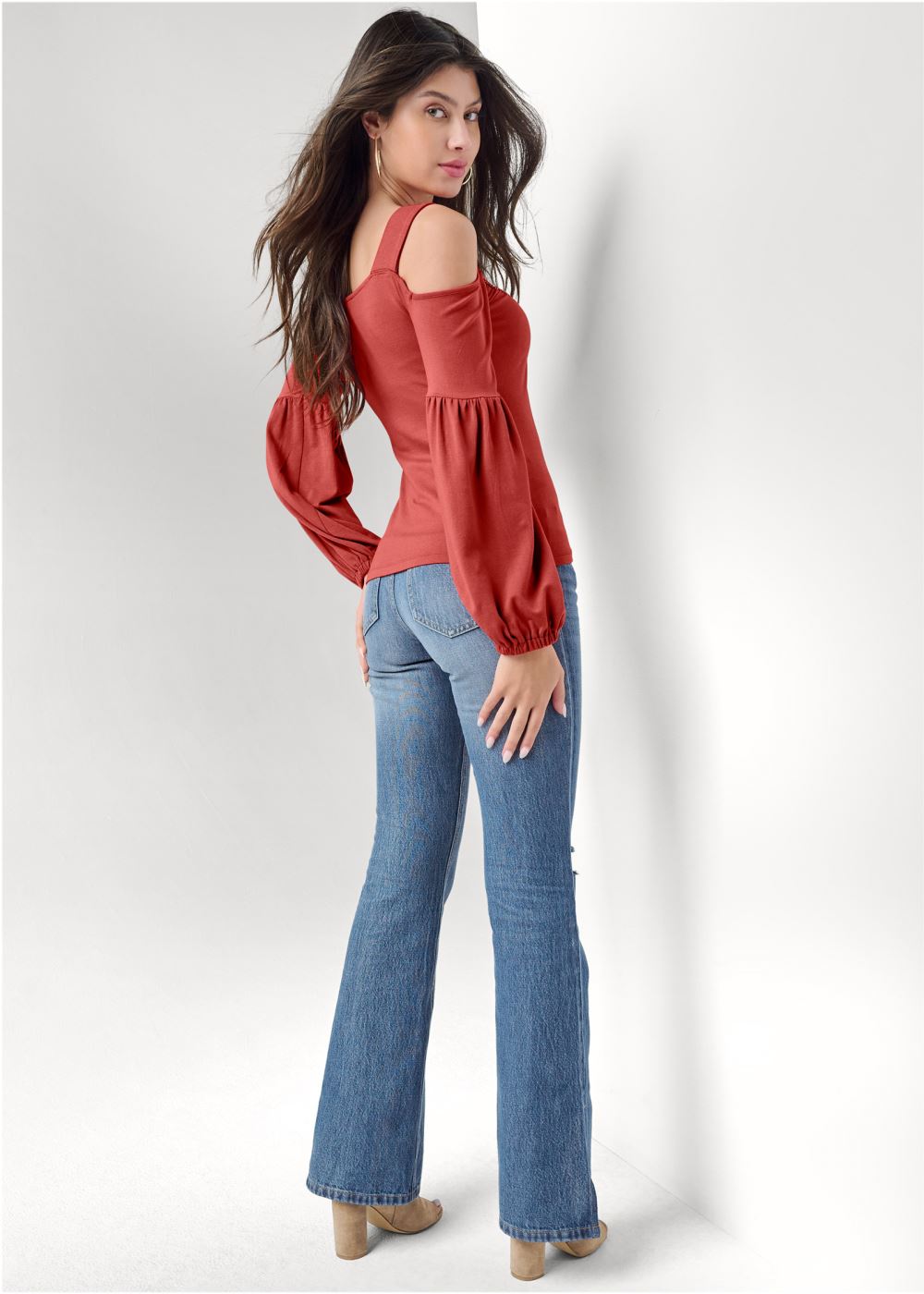 Venus Embellished Neckline Top in Red