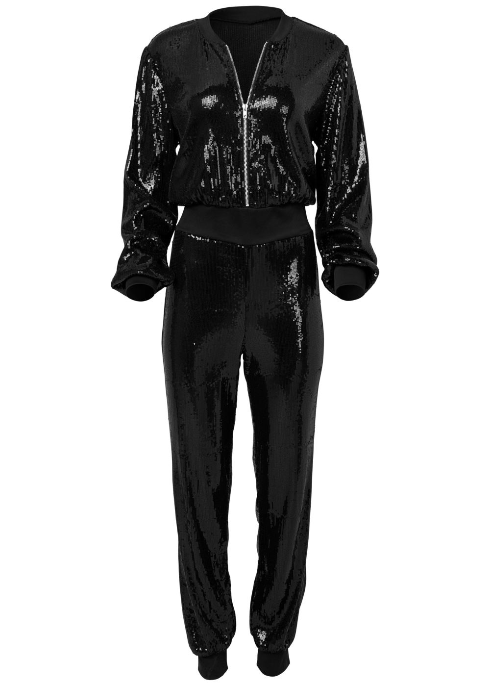 Venus Sequin Jogger Jumpsuit in Black