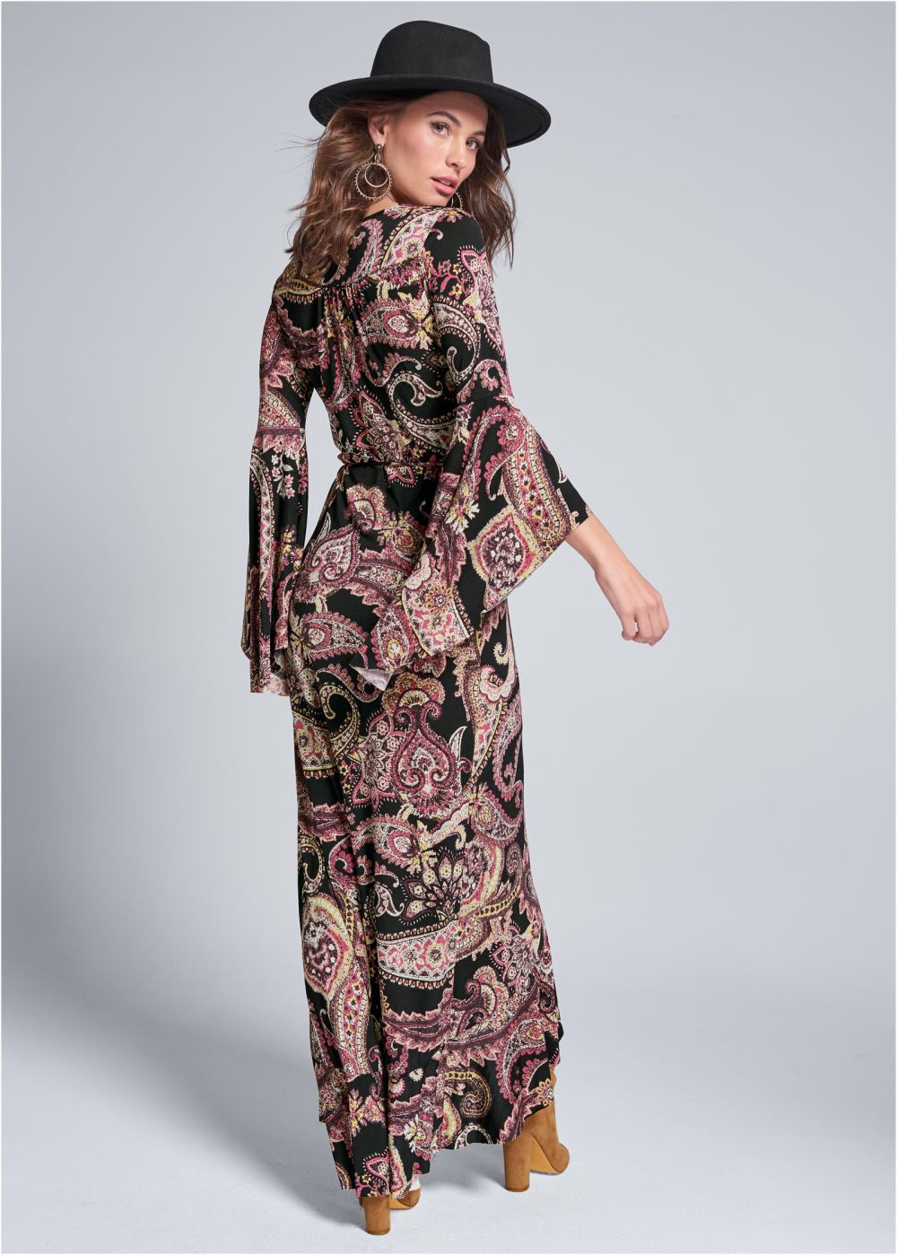 Venus Paisley Print Wrap Dress - Black Multi