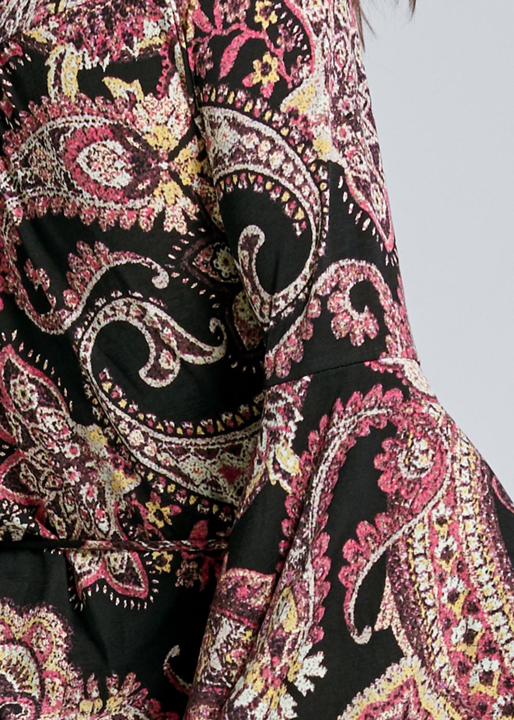 Venus Paisley Print Wrap Dress - Black Multi