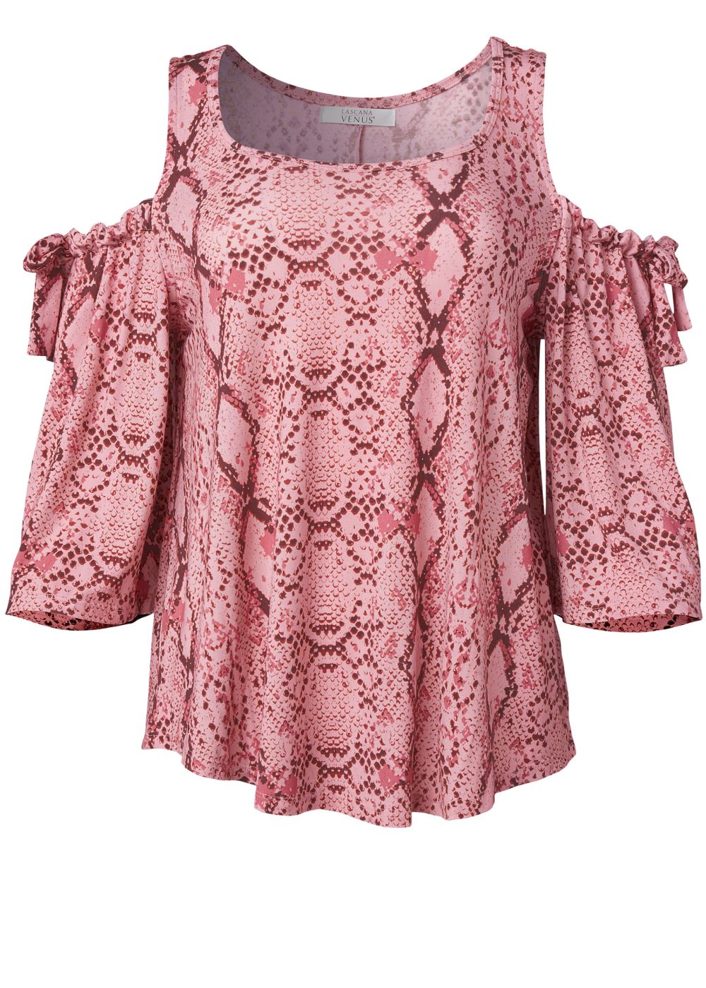 Venus Paradise Python Cold-Shoulder Top in Pink Multi
