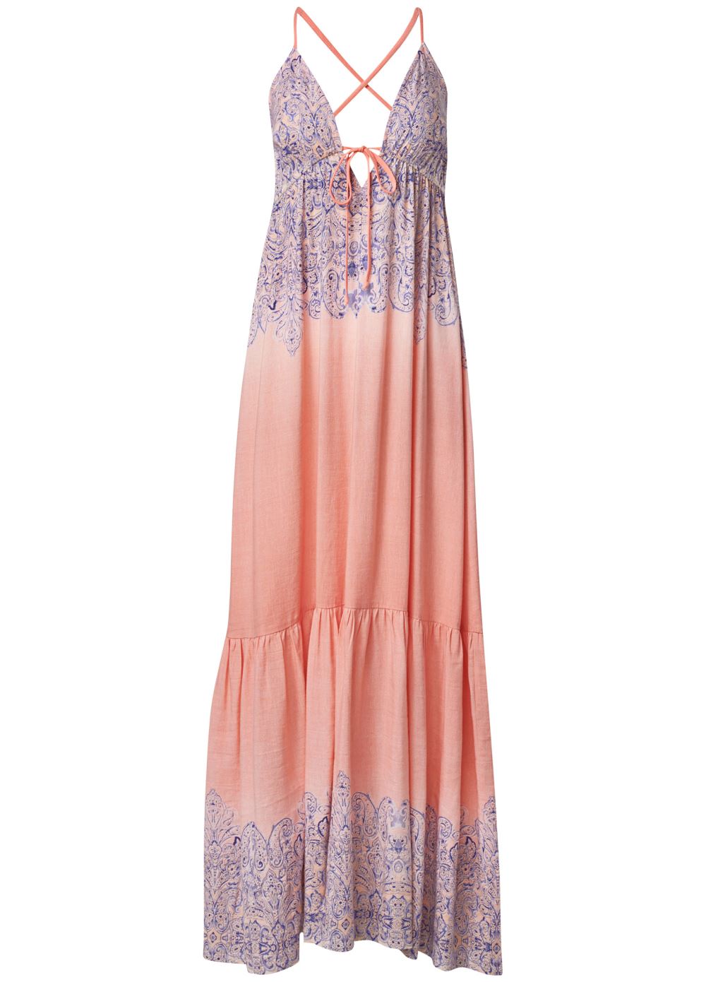 Venus Plus Size Printed Linen Plunge Dress