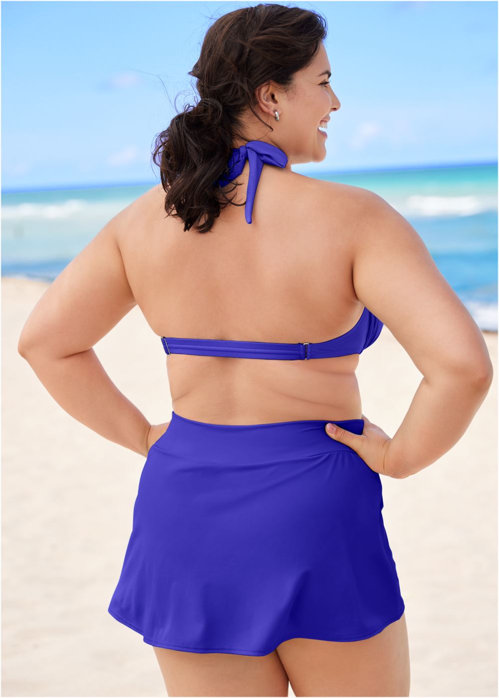 Venus Plus Size Marilyn Underwire Push-Up Halter Top Bikini - Cobalt Blue