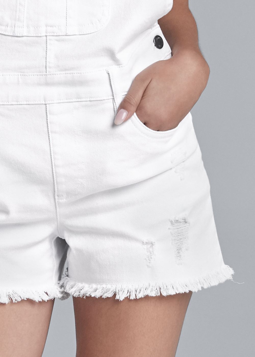 Venus Plus Size Denim Overalls in White Denim