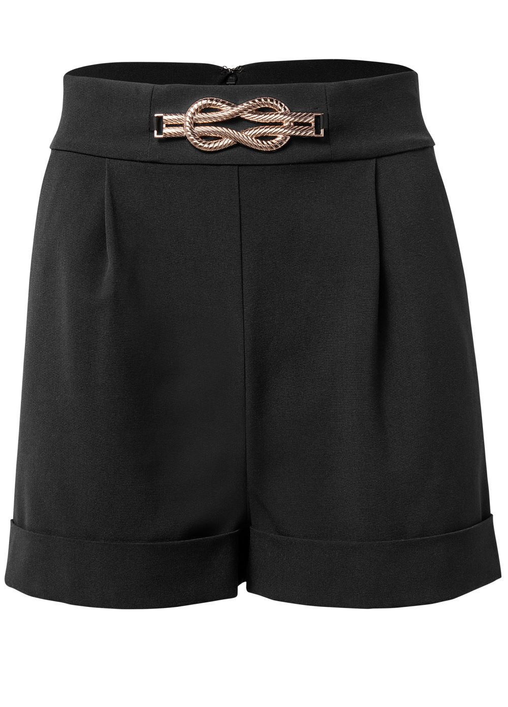Venus Plus Size Pleated Cuffed Shorts - Black