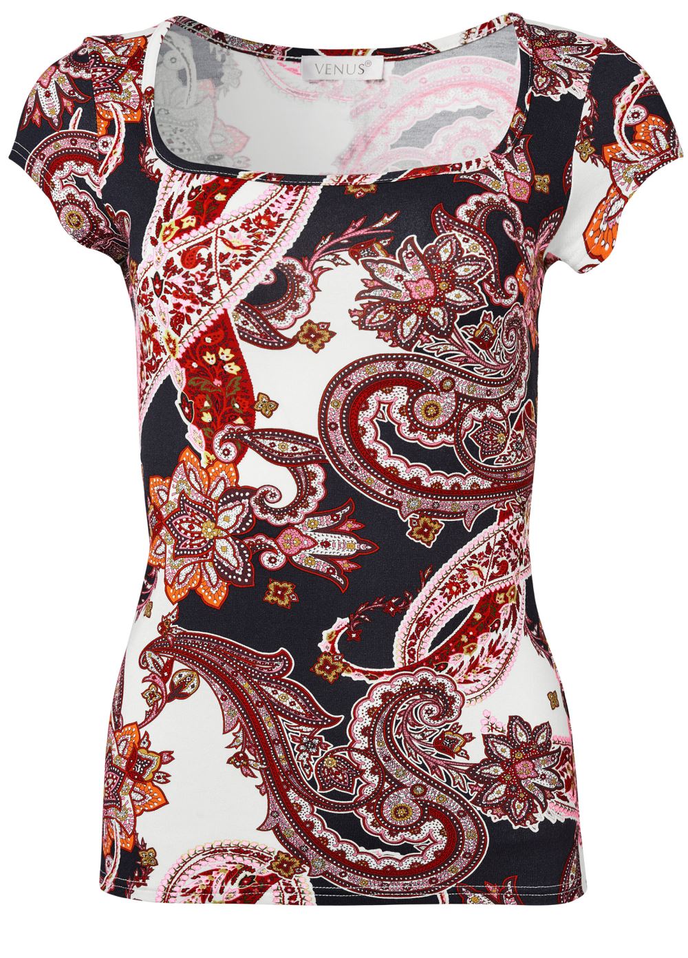Venus Brown Multi PRINTED SQUARE NECK TOP