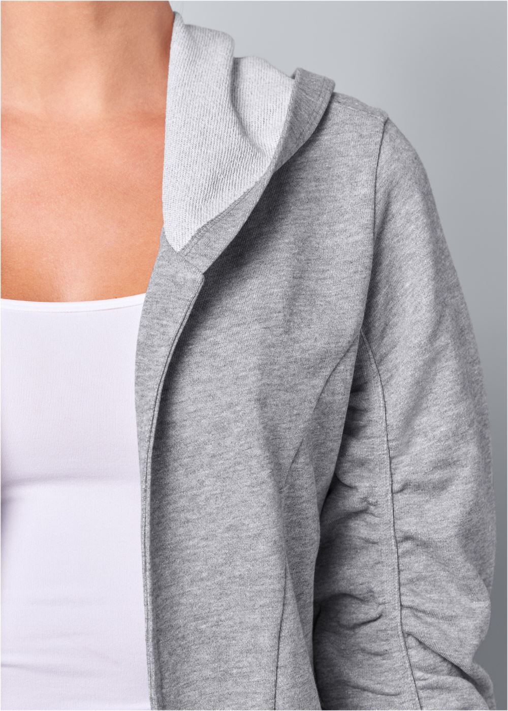 Venus Plus Size Asymmetrical Lounge Hoodie in Heather Grey