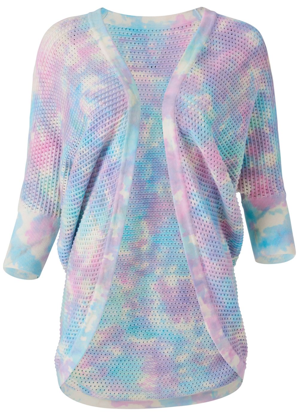 Venus Plus Size Tie-Dye Cocoon Cardigan in Pink Multi