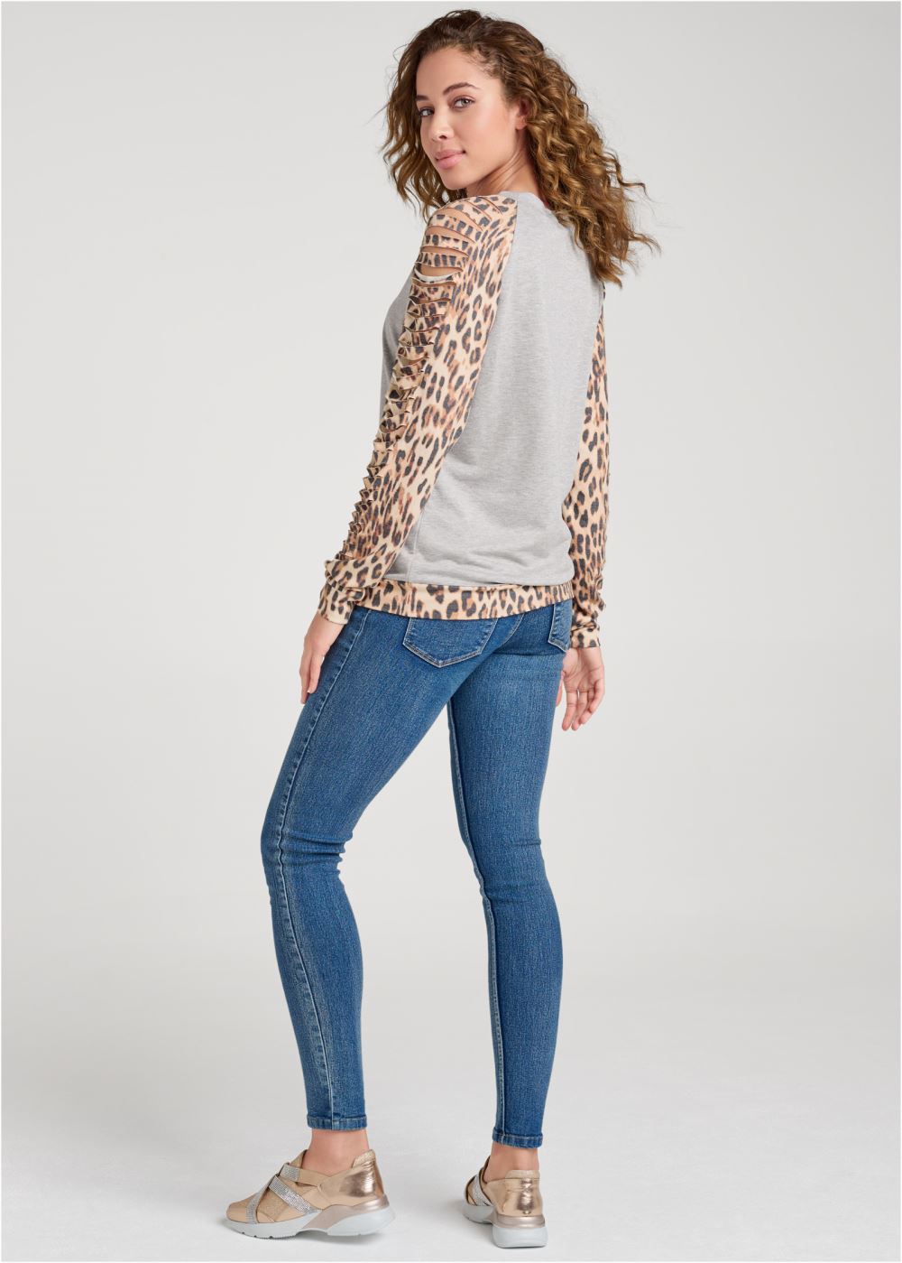 Venus Plus Size Cheetah Print Slash Sweatshirt