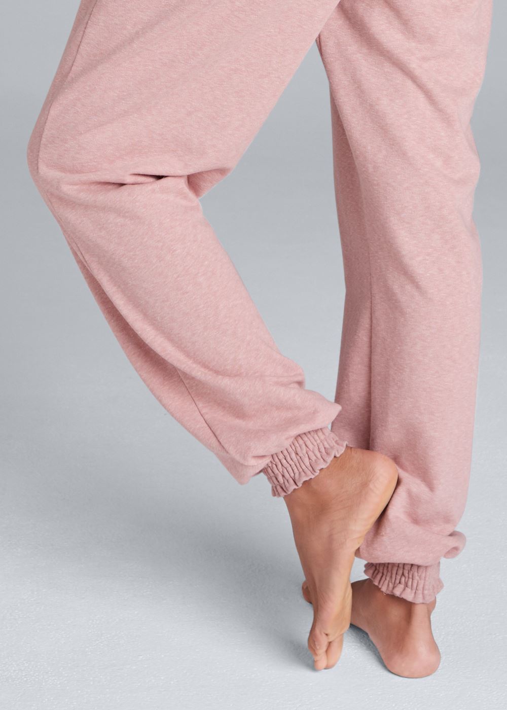 Venus Plus Size Smocked Lounge Jumpsuit in Heathered Pink