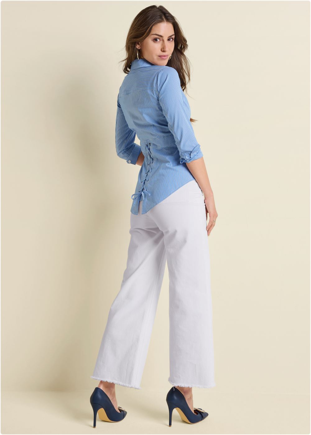 Venus Plus Size Lace-Up Back Blouse