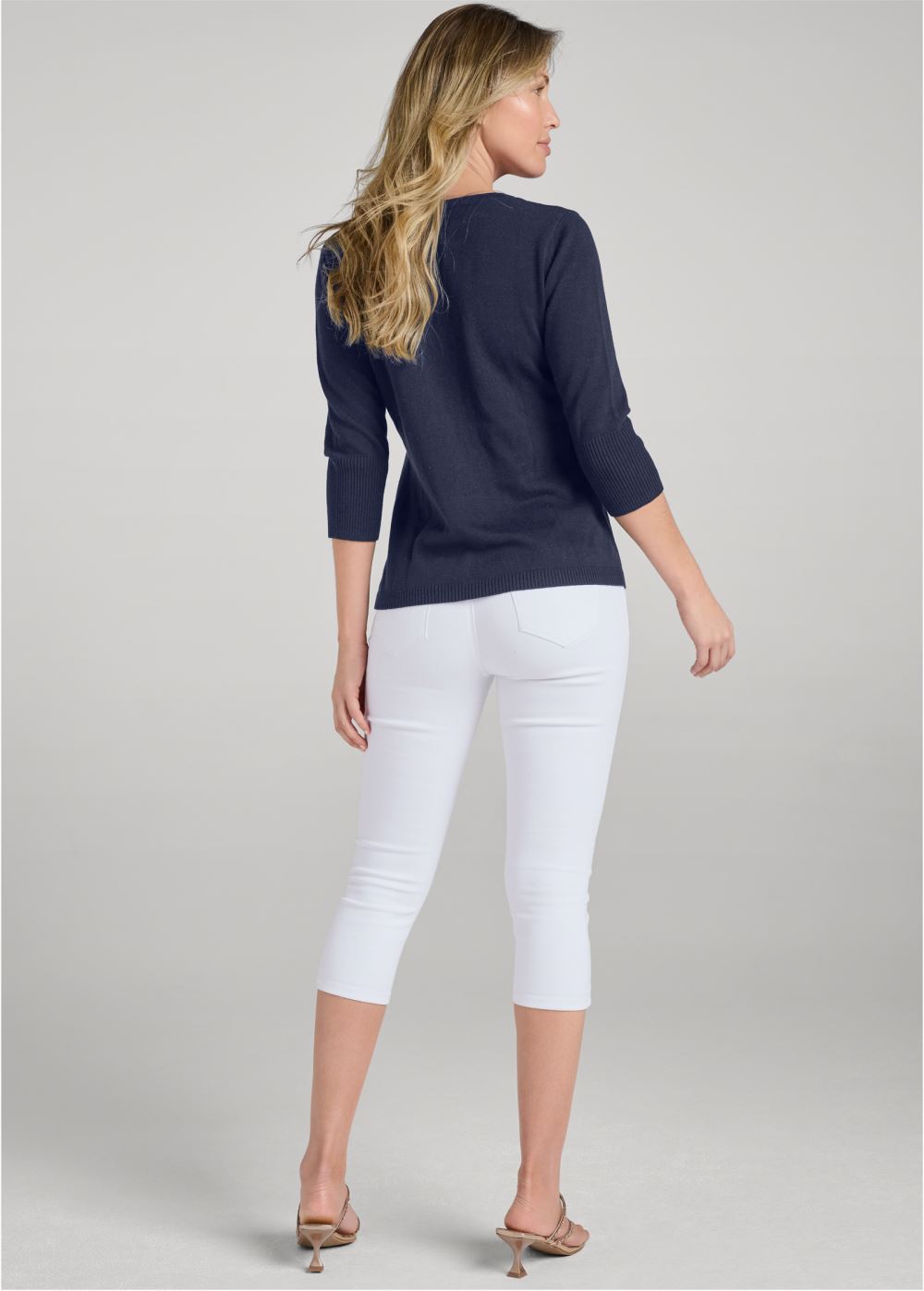 Venus Plus Size Sequin Fireworks Sweater in Navy