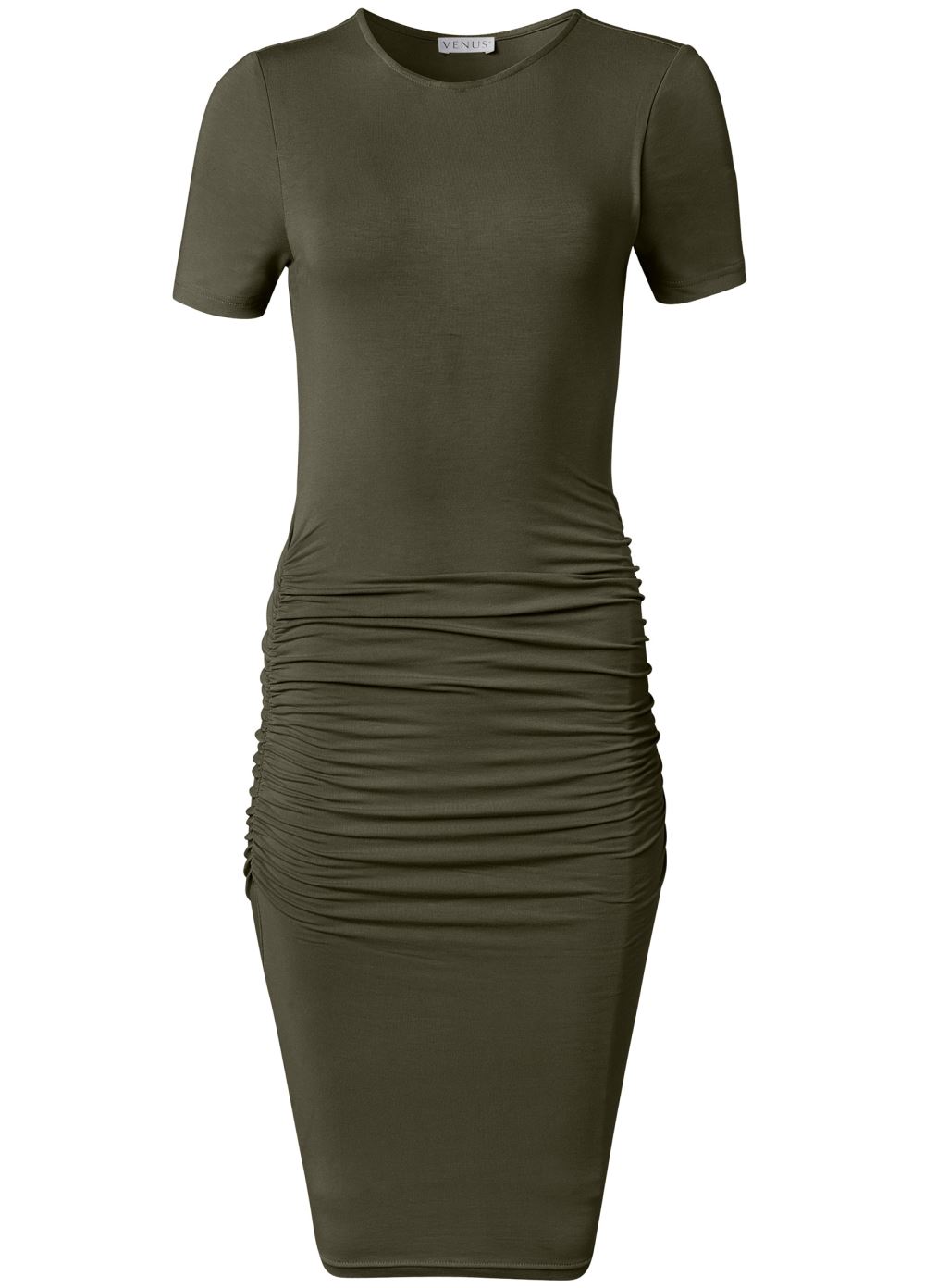 Venus Olive Basic High Neck Dress