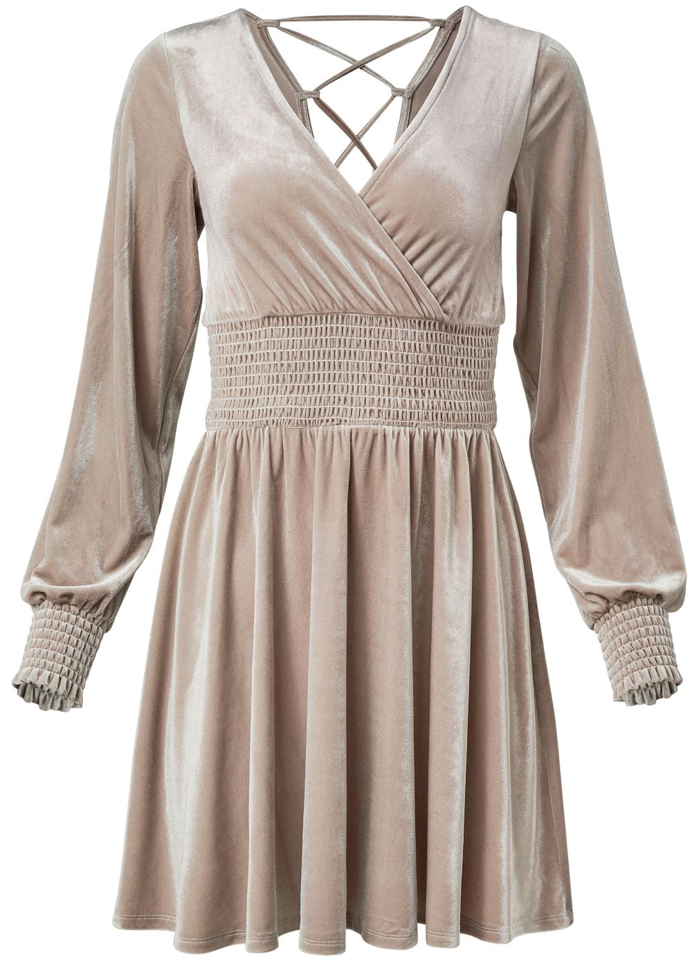 Venus Plus Size Lace-Up Back Velvet Dress