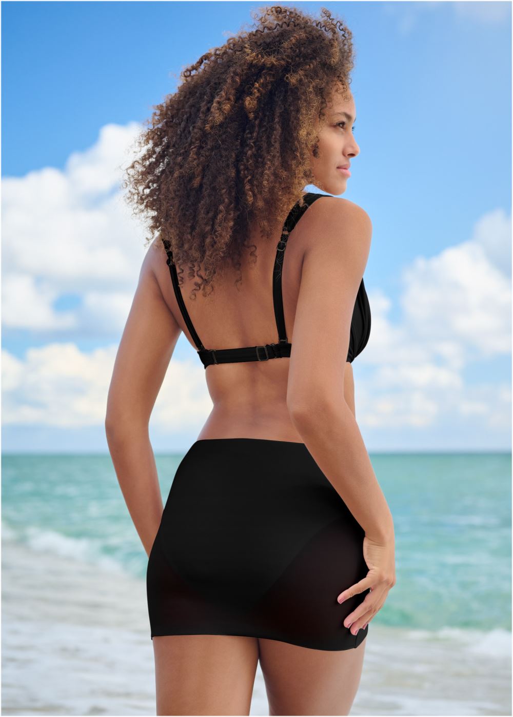 Venus Plus Size Over-The-Shoulder Marilyn Top Bikini - Black Beauty