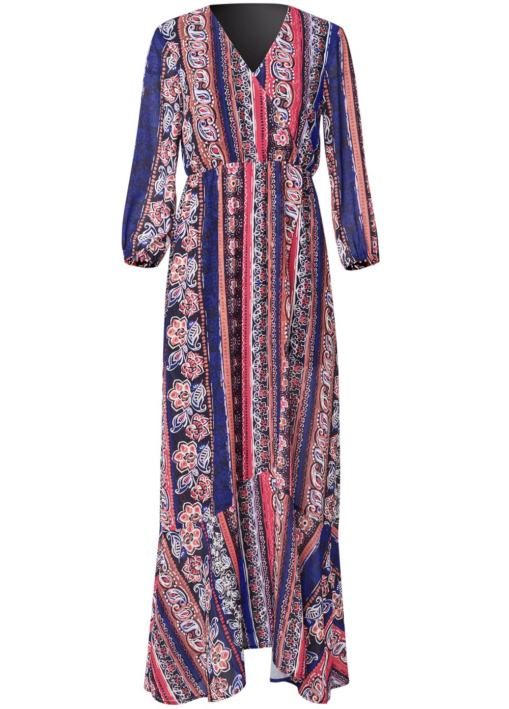 Venus Orange Multi PRINTED STRIPE LONG DRESS
